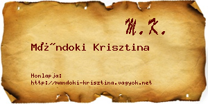 Mándoki Krisztina névjegykártya